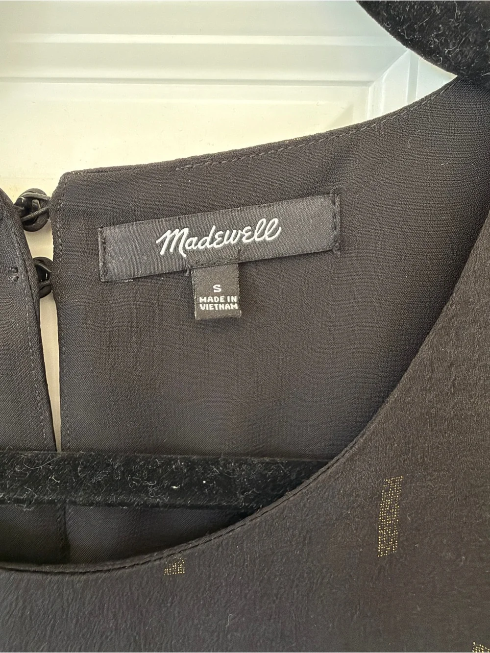 Madewell Black Blouse with Gold Pattern Details